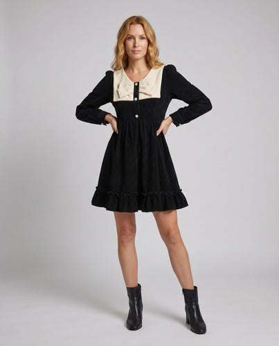 Damen Kleines Kleid mit Schlaufendetail und Puffärmeln