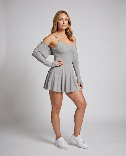 Damen Kurzarm Kleid mit fallenden Ärmeln und schwingendem Rock
