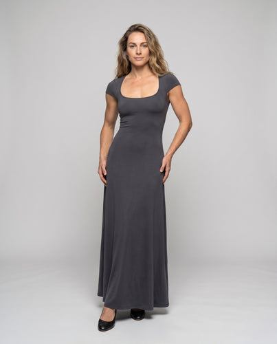 Damen Langärmliges Maxikleid mit figurbetontem Schnitt und elegantem Halsausschnitt