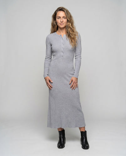 Damen Langärmliges Maxikleid mit Knopfleiste