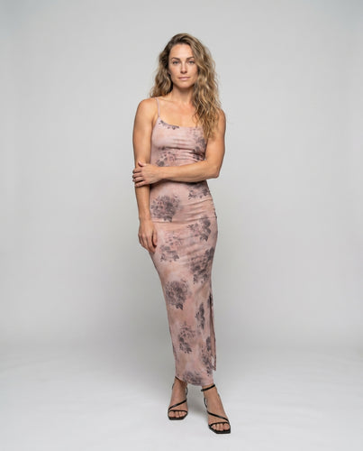 Damen Lange Maxi-Kleid mit zarten Blumenmustern und Spaghettiträgern