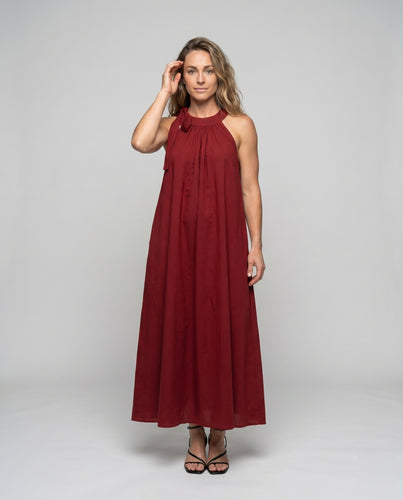 Damen Lange Sommerkleid mit elegantem Bindegürtel