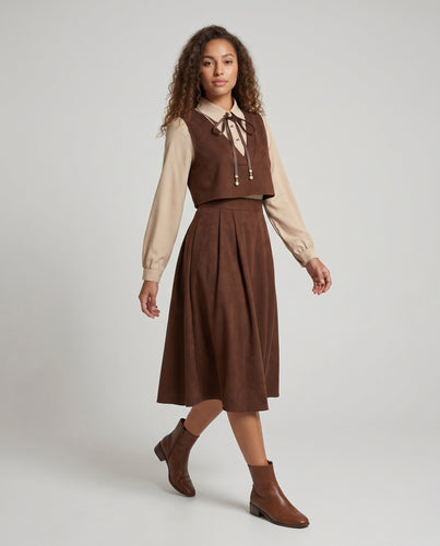 Damen Langes Kleid mit dekorativem Oberteil und femininer Akzentuierung