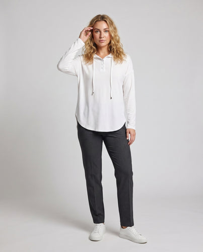 Damen lässiger Kapuzenpullover mit asymmetrischem Schnitt und Schnürdetails