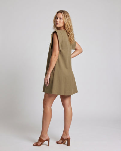 Damen lässiges A-Linien Kleid mit Schulterpolstern