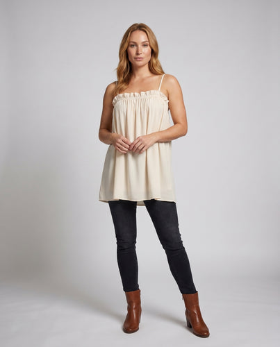 Damen lässiges Spaghettiträger Top mit Raffung