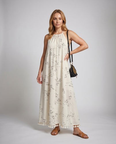 Damen lässiges und elegantes Sommerkleid mit kunstvollem Blumenmuster