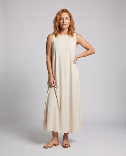 Damen Luftiges Maxikleid mit ärmellosem Design und hohem Schnitt