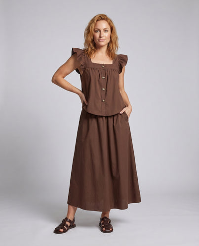 Damen luftiges Maxikleid mit eleganten Puffärmeln