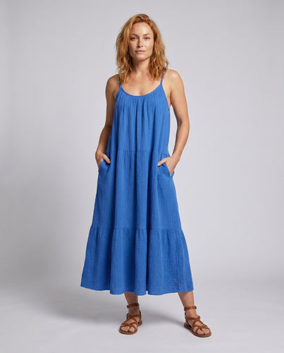 Damen Luftiges Maxikleid mit feinen Spaghettiträgern und voluminösem Rock