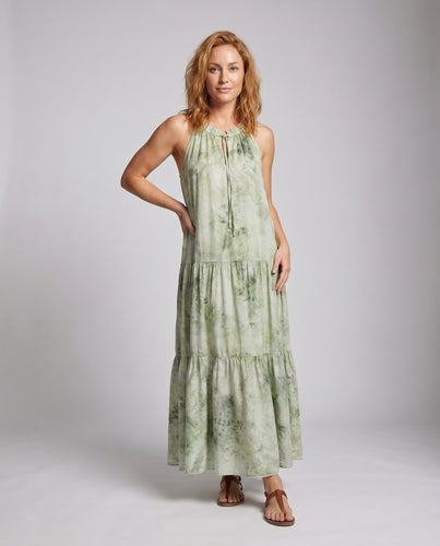 Damen luftiges Maxikleid mit gestuftem Saum und femininem Schnitt