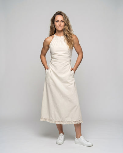 Damen Luftiges Maxikleid mit raffiniertem Rückenausschnitt und elastischem Bund