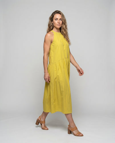 Damen Luftiges Maxikleid mit Raffung und hohem Hals