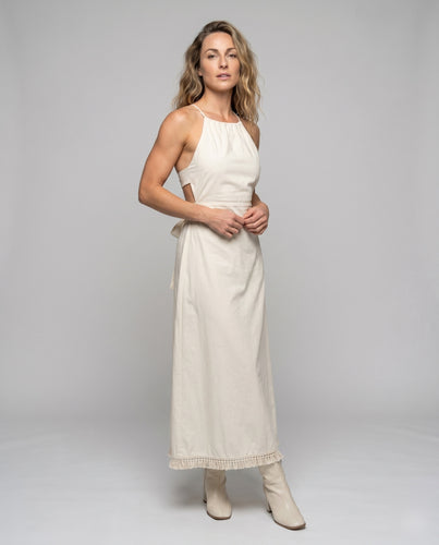 Damen luftiges Maxikleid mit Raffung und verstellbaren Trägern