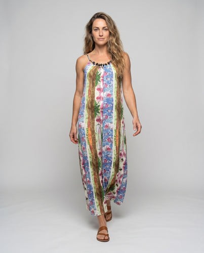Damen luftiges Maxikleid mit verspielten Trägerdetails