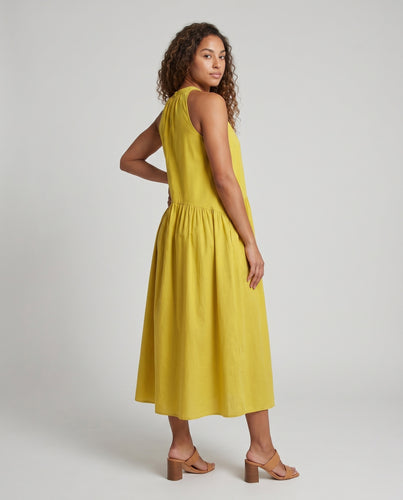 Damen Luftiges Midi-Kleid mit Raffungen und hohem Halsausschnitt