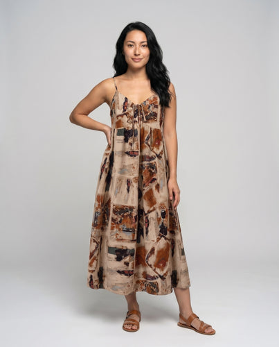 Damen Luftiges Spaghettiträger-Kleid mit dekorativem Bindegürtel