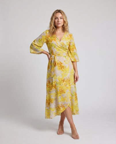 Damen luftiges Strandkleid mit floralem Muster und langen Ärmeln