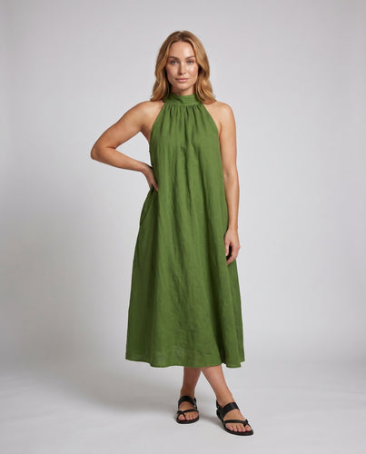 Damen Maxi-Kleid mit modischem Kragen und fließendem Schnitt
