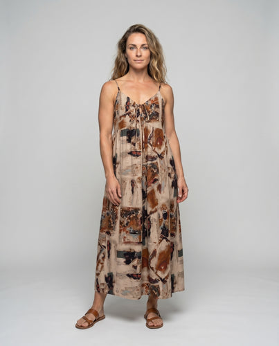 Damen Maxikleid mit floralem Design und verstellbaren Spaghetti-Trägern
