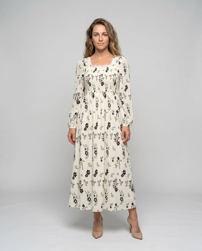 Damen Maxikleid mit floralem Muster und elastischem Taillenband