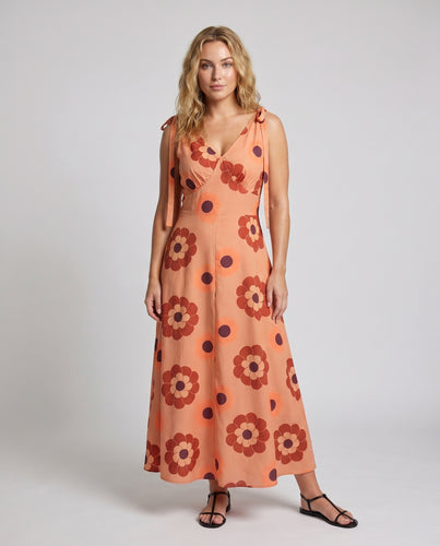 Damen Maxikleid mit floralen Mustern und Spaghettiträgern