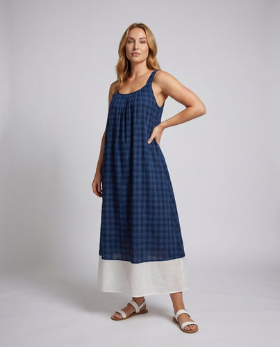 Damen Maxikleid mit kariertem Muster und lockerem Schnitt