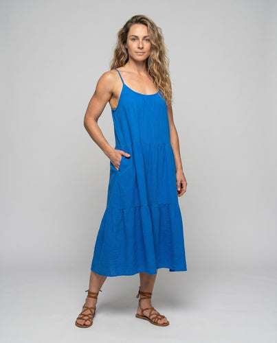 Damen Maxikleid mit schwingendem Rock und feinen Spaghettiträgern