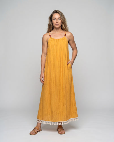 Damen Maxikleid mit schwingendem Saum und dekorativem Bindeband