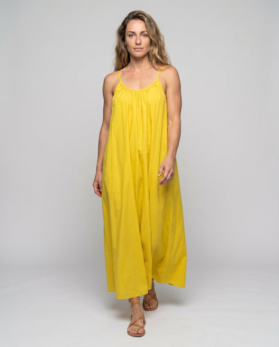 Damen Maxikleid mit Spaghettiträgern und elastischem Bund
