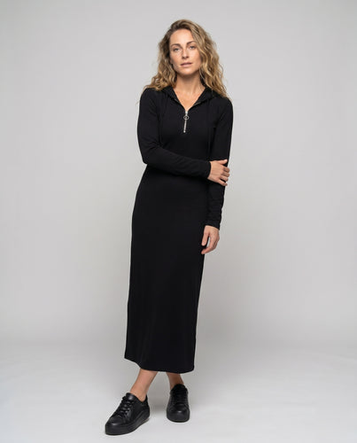 Damen Maxikleid mit sportlichem Reißverschluss und elegantem Schnitt
