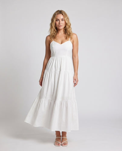 Damen Maxikleid mit verstellbaren Trägern und raffinierter Raffung