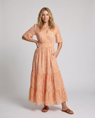 Damen Maxikleid mit Volantärmeln