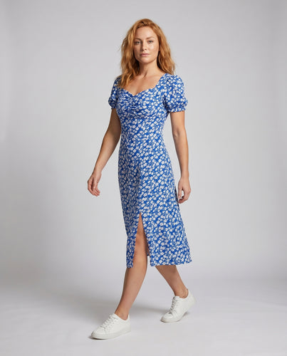Damen Midi-Kleid mit floralem Design und knielangem Schnitt