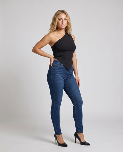 Damen Einseitiges Top mit raffinierter Raffung EB