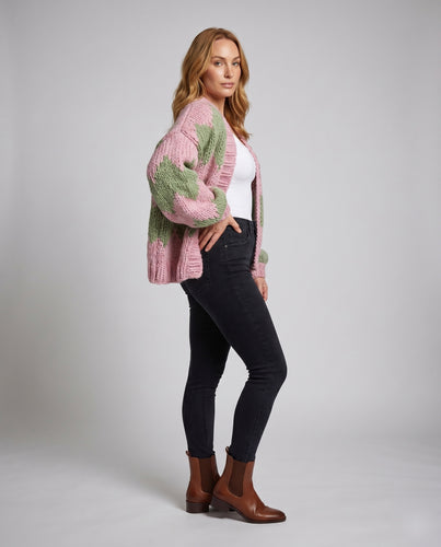Damen Grober Strickcardigan mit auffälligem Muster EB