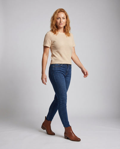 Damen Kurzarm Shirt mit strukturiertem Gewebemuster EB