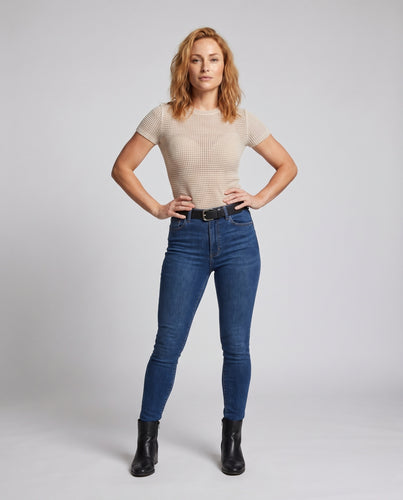 Damen Kurzarmshirt mit strukturiertem Waffelmuster EB