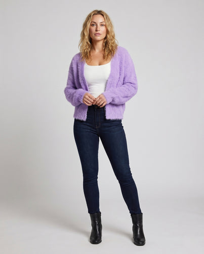 Damen Kuschelige Strickjacke mit weichem Fellbesatz EB