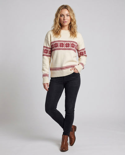 Damen Kuschelnder Weihnachtsstrickpullover mit festlichem Motiv EB