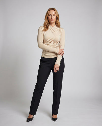 Damen Langarmshirt mit elegantem Wickel-Design EB
