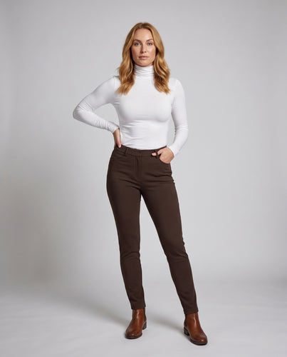 Damen Langarmshirt mit hohem Kragen und feiner Rippstruktur EB