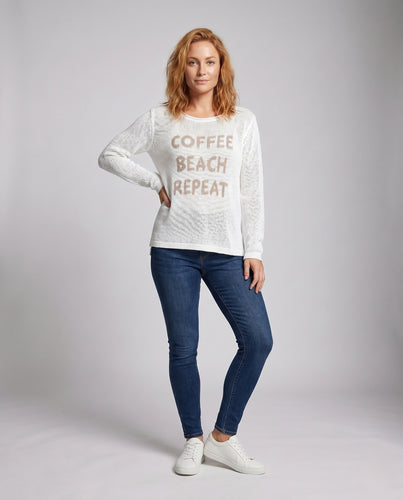Damen lässiger Strickpullover mit modischem Schriftzug EB