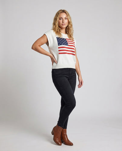 Damen Pullover mit Flaggenmotiv und lässigem Schnitt EB