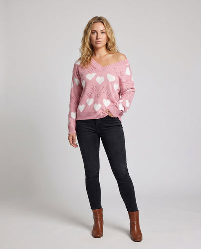 Damen Pullover mit herzförmigem Muster EB