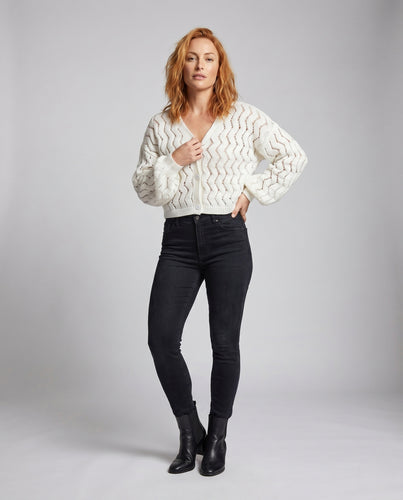 Damen Strickjacke mit lockerer Struktur und voluminösen Ärmeln EB