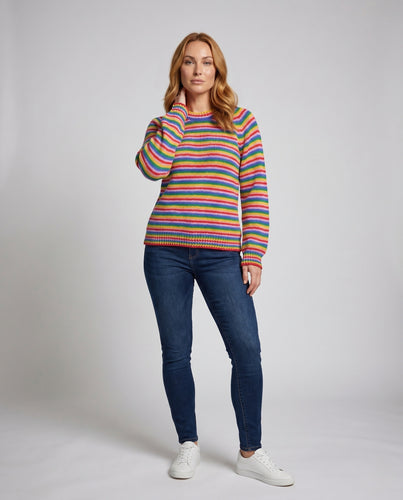Damen Trendiger gestreifter Strickpullover mit weitem Schnitt EB