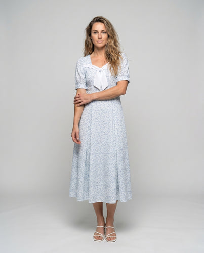 Damen Sommerkleid im romantischen Vintage-Stil mit Schleifenakzent EB