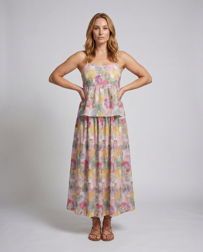 Damen Sommerliches Zweiteiler-Set mit floralen Mustern und elastischem Bund EB