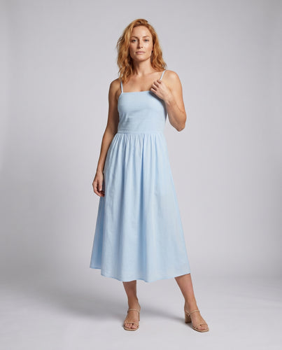 Damen Spaghettiträger Kleid mit offenem Rücken und verspieltem Design EB